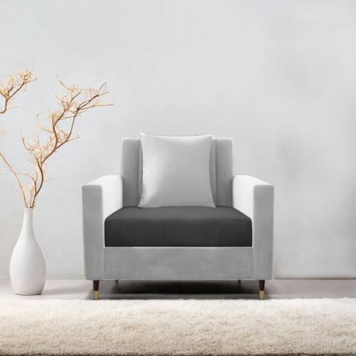 Image of Casaliving Garcia 1 Seater Sofa Set for Living Room (Black Grey Colour) Premium Fabric Sofa