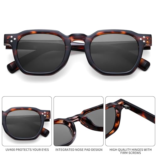 Square Sunglasses for Men Women - Retro Chunky Rectangle Frame Sun Glasses Classic Vintage Shades4
