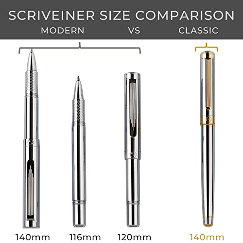 Scriveiner Silver Chrome Rollerball, Award Winning Luxury Pen, Heavy Pocket Pen With Chrome Finish, German Schmidt Refill, Best Edc Writing Pen Gift Set For Men & Women, Nice Designer Office Fancy Pen #TOP4