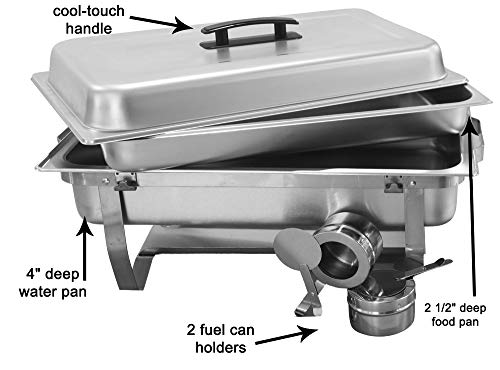 Tigerchef Chafing Dish Buffet Set - Chaffing Dishes Stainless Steel - 4 Chafer And Buffet Warmer Sets With Water Pan, Food Pan, Lid #TOP1