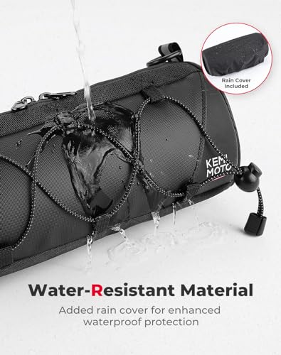 Image of KEMIMOTO Bike Handlebar Bag with Waterproof Rain Cover Front Bike Bag for Bicycles - Water-resistant Dual Zippers for Mountain Road Bike, Cycling Commuter Shoulder Bag Professional Bicycle Accessories