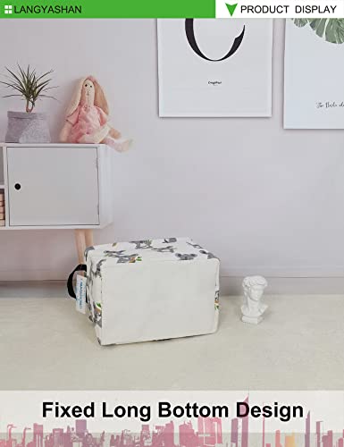 Langyashan Rectangular Storage Bin Collapse Canvas Fabric Cartoon Storage Basket With Handles For Organizing Home Kitchen Boys And Girls Toys Office Closet Shelf Baskets(Rec Gray Koala) #TOP6