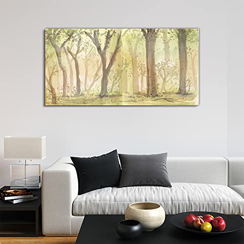 Tableau acrylique 120x60cm décoration murale moderne forêt aquarelle colorée