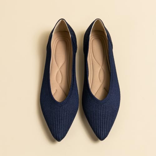 Women's Ballet Flats Pointed Toe Knit Flats Slip On Shoes Dressy Casual Office Wear,Model XTZ-A8ZW3