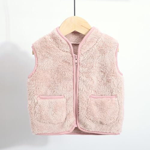 Baby Boys Girls Fleece Vest Toddler Fuzzy Waistcoat Solid Color Sleeveless Zip Up Sherpa Jacket Fall Winter Clothes2