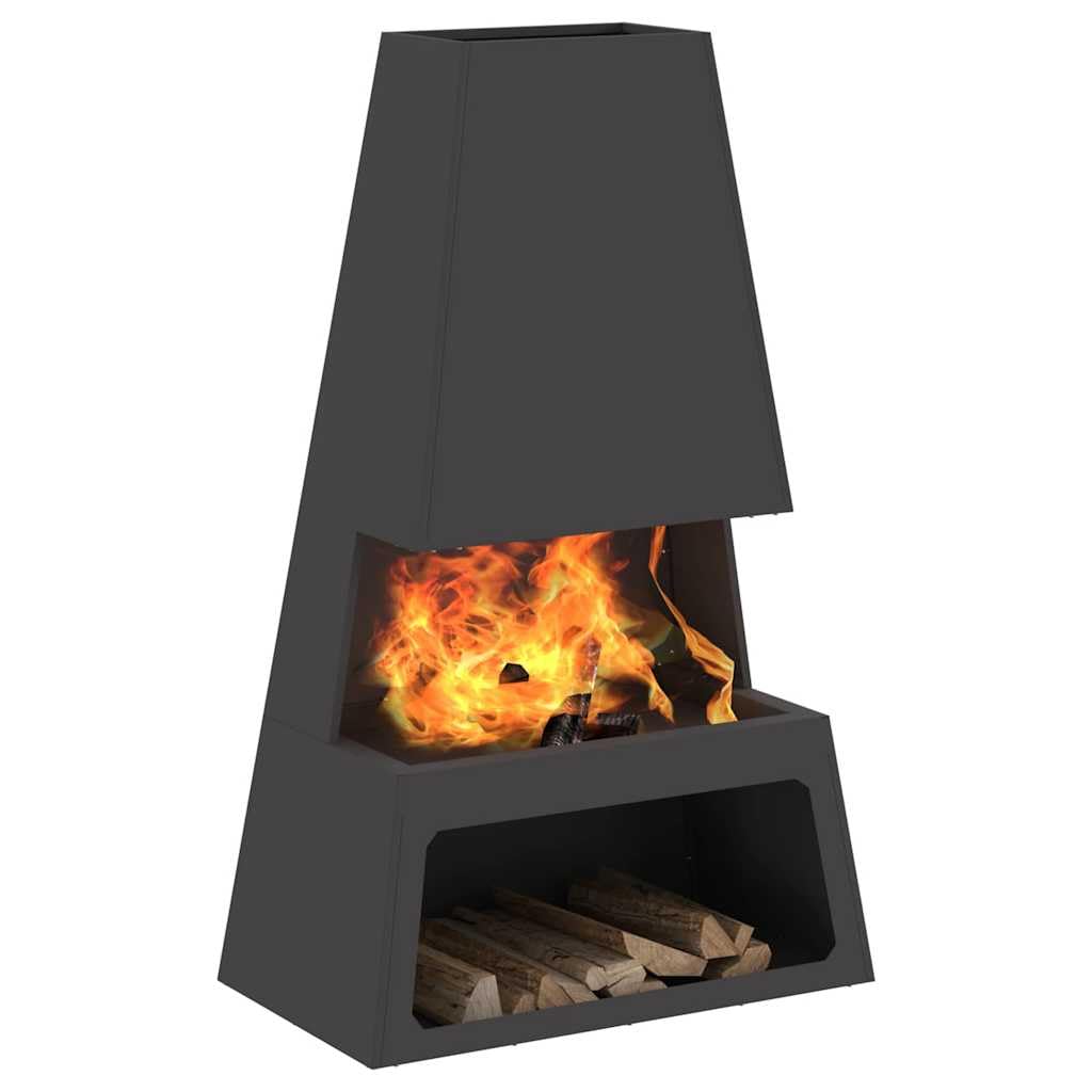 vidaXL Fire Pit Black 60 x 35 x 100 cm Steel, Garden and Terrace, Modern Rectangular Fire Pit, Durable Steel, Portable Rust-Resistant, Large Matte Finish for Gatherings