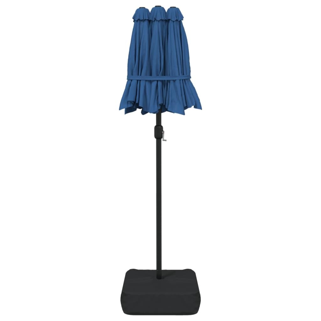 Homgoday Sombrilla Doble de jardín con Luces LED Azul 316x240 cm Sombrilla Terraza Exterior, Sombrilla Jardín Grande Orientable Jardín Parasol Balcón