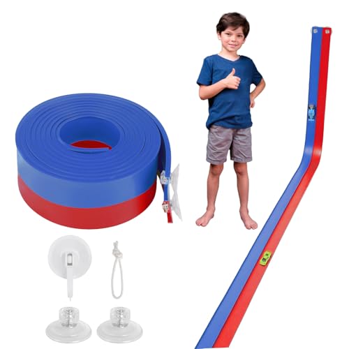 Flexible Race Car Track 15 Ft Starter Set with Suction Cups Compatible with Hot Wheels and Diecast 1/64th Car for Ages 3 & Up Classic Blue and Red Double Track Long Rolls Up Portable Racetrack