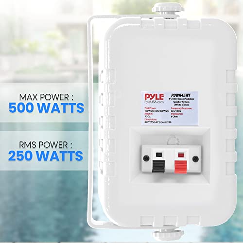 Image of PyleUsa Indoor Outdoor Speakers Pair - 300 Watt Dual Waterproof 4 inch 2-Way Full Range Speaker System w / 1 /2 inch High Compliance Polymer Tweeter - in-Home, Boat, Deck, Patio, Poolside (White) - PDWR45WT