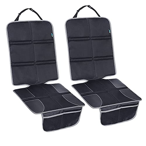 JOYSKY Car Seat Protector for Child, 2 Pack Large With Thick Padding and Storage Pockets, Full Protection for Your Vehicle Leather Seats