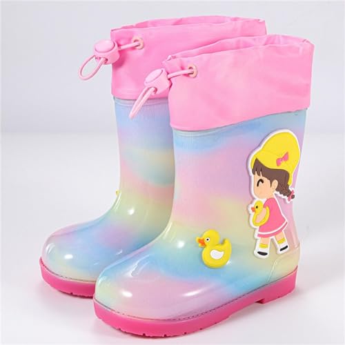 IWIHMIV Toddler Boys Rain Boots Rubber Rain Boots for Kids Outdoor Drawstring Printed Lightweight Rainboots for Girls2
