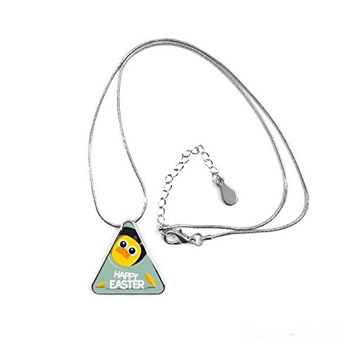 Collier pendentif triangle Joyeuses Pâques avec motif illustration culturelle chrétienne