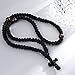 Pndeyo Orthodox Prayer Rope, Handmade 100 Knots Christian Greek Prayer Rope, Protection Blessing Braided Cross Tassel Car Hanging Charms for Women Men Family Couple- Black