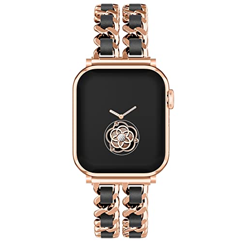 Image of Gold Watch Bands for Women Compatible with Apple Watch Band 38mm 40mm 41mm 42mm 44mm 45mm 46mm 49mm Adjustable Metal Band Cowboy Steel Chain Bracelet for iWatch Series1 /2 /3 /4 /5 /6 /7 /8 /9 /10 /11 /SE