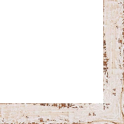 Picture Frame Moulding (Wood) 100ft Bundle - Distressed/Aged White Finish - 1.125" Width - 1/2" Rabbet Depth