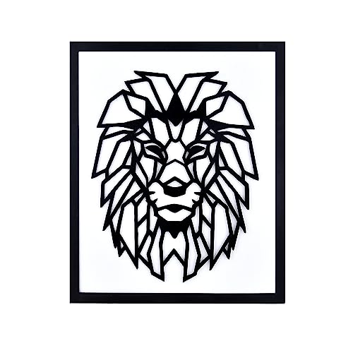 Image of METSY Stylish Stunning Wall Decor, Graphical Lion Face Art Black (60x50cm) - Perfect for Living Room, Kid's Room, Bedroom, Hallway | Metal Wall Art | Wall Decor Items with Attractive Looks