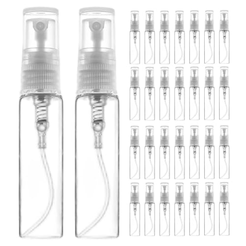 La Mejor Selección de Fraiche Envases comprados en linea. 42 Botella de spray de 30 piezas mini, botella spray tamaño viaje plástico transparente 5 ml, recipientes muestras pequeñas portátiles recargables para perfume, aceites esenciales