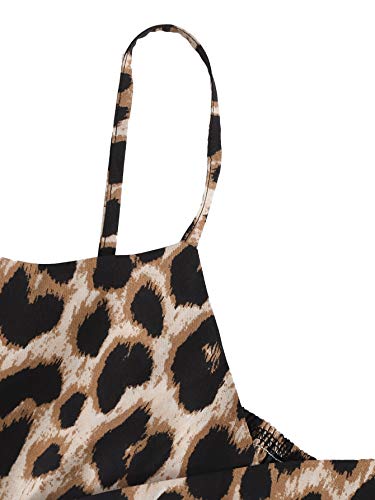 Verdusa Women's Spaghetti Strap Knot Back Crop Top Wrap Cami Top Leopard Print S #TOP3