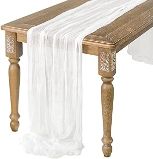 UIYIHIF 90 x 400CM Sage Green Cheesecloth Table Runner Bulk Long Rustic Gauze Table Runner, Romantic Semi-Sheer Fabric Table Cloth for Boho Wedding Arbor Decor Birthday Party