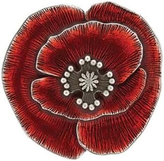 DANFORTH Remembrance Poppy Fridge Magnet Pewter, Strong Refrigerator Magnet, Hand Painted Red Flower Design, Handmade in USA, Perfect Travel Souvenir and Gift, Home Office Kitchen Decoration Keepsake