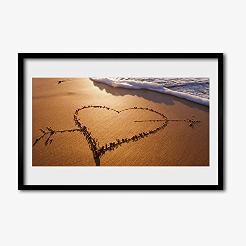 Photo murale salon cuisine affiche encadrée Beach Heart Sea Art 60x40cm