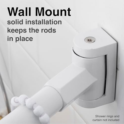 Adjustable Curved Shower Curtain Rod, Rustproof Aluminum, Adds Space and Adjusts from 36 in to 61 in, Telescoping Design, Elegant (White)