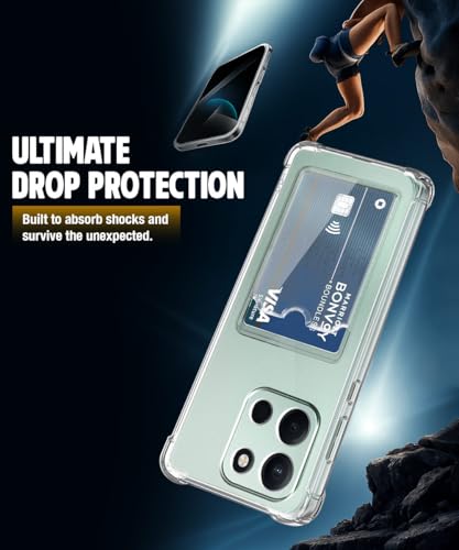 Image of WOW IMAGINE Transparent Back Case for 1+ OnePlus Nord 6 5G | Flexible Built-in Slim Card Pockets Wallet | 360 Camera Protection TPU | Soft Silicone Mobile Cover - Transparent