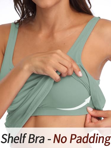 Image of V FOR CITY Women's Cotton Tank Top with Unpadded Shelf Bra Adjustable Wide Strap Camisole Summer Basic Udershirts