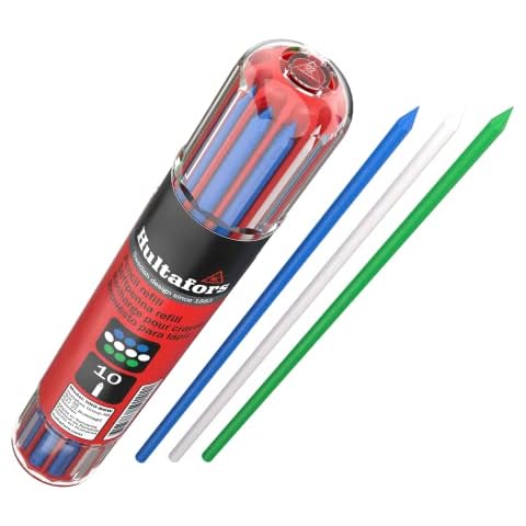 Hultafors Tools 650140U Dry Marker Refills HRD, Heavy Duty, Multi-Purpose, Blue, Green & White, 10 Leads Cover