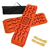 YATOINTO Off-Road Traction Boards with Jack Base,Pair Recovery Tracks Tire Traction Mats for 4WD Mud,Sand,Snow,Rock Tracks. 4X4 Recovery Boards with 2 Straps&Storage Bag for RV Truck Jeep SUV,Orange