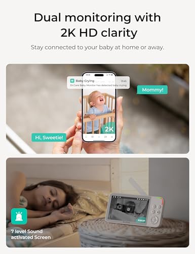 Dr.Care VistaView Smart WiFi Baby Monitor with 2 Cameras- 5” 1080P Split Screen & 2K Camera App Control, Cry & Motion Alerts, Night Vision, 5000mAh Battery, 2-Way Talk, Triple Security, 1279ft Range