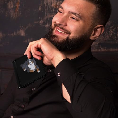 Swiss Bernese Mountain Dog Bifold Wallets for Men Leather Clutch Purses with Card Slots with 6 Credit ID Card Slot4