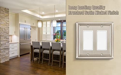 Image of Sunken Pearls Heavy Duty Decorative Wall Plate Switch Plate Outlet Cover (Double Decorator, Satin Nickel)