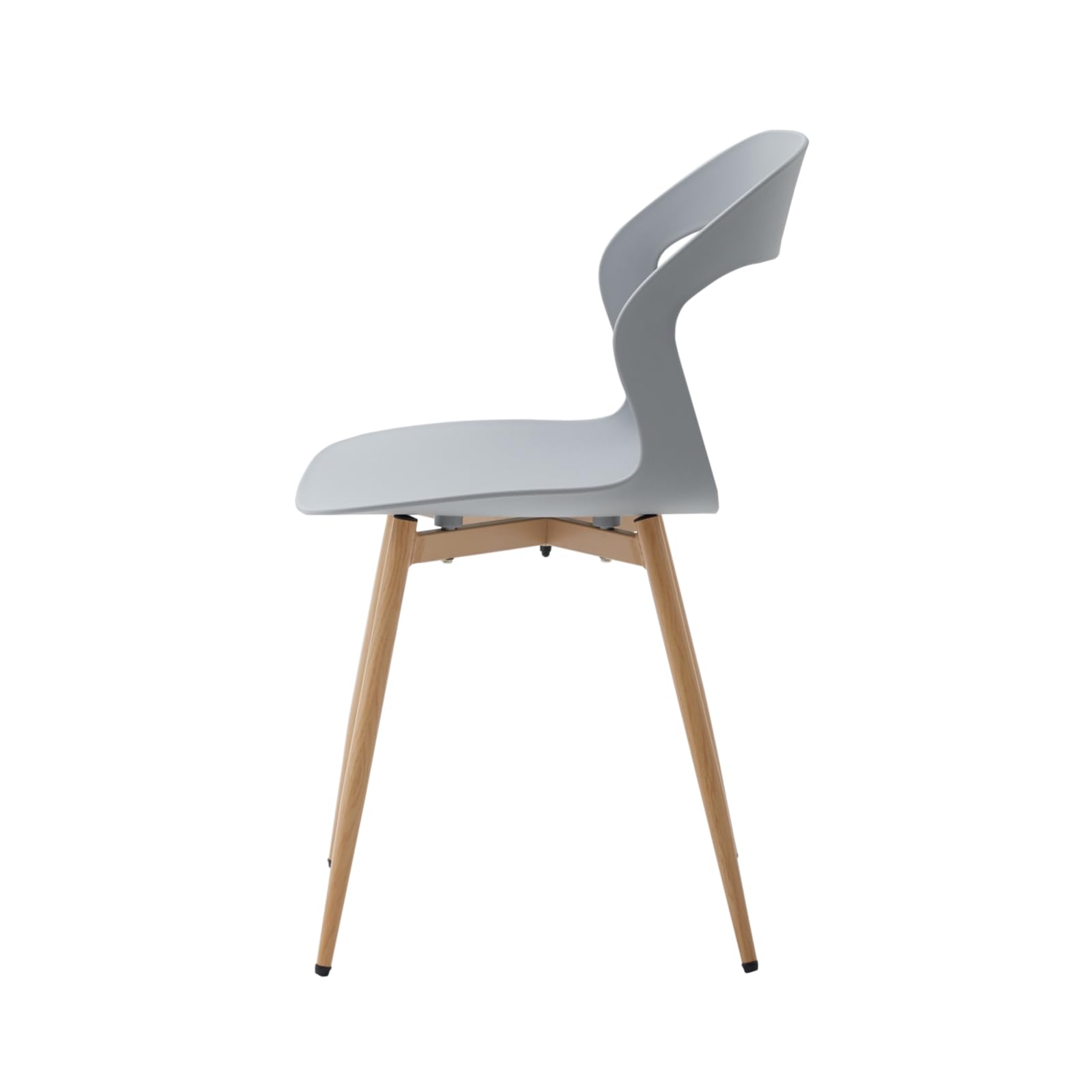 Juego de 6 Sillas de Comedor Nórdicas, Sillas de Cocina, Piernas de Silla Metálica, Diseño de Respaldo Hueco Grande, Adecuado para Salas de Estar, Salas de Ocio - Gris + Madera