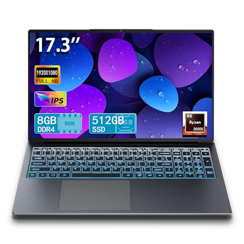 IJKKJI 17 Inch Laptop with Ryzen 5, 8GB RAM, 512GB SSD, FHD...