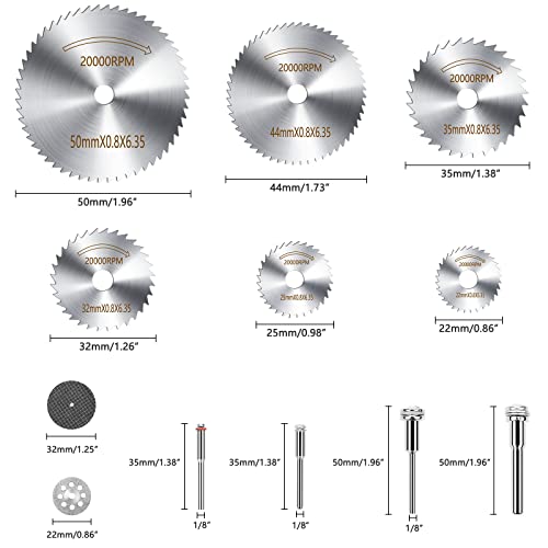 Cutting Wheel Set 44Pcs For Rotary Tool, Diamond Cutting Wheels 10Pcs And Resin Cutting Off Wheels 20Pcs With Mandrels, Hss Circular Saw Blades 6Pcs With 1/8" Shank And 2 Screwdrivers #TOP1