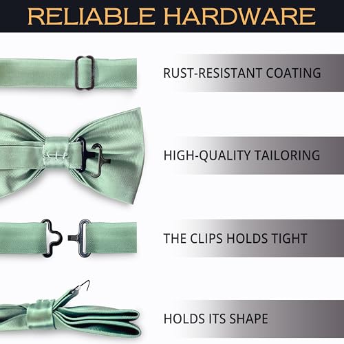Image of Adam Young Men's Bow Ties Pre-Tied Style Formal Satin Classic Bowtie for Tuxedo Faux Silk