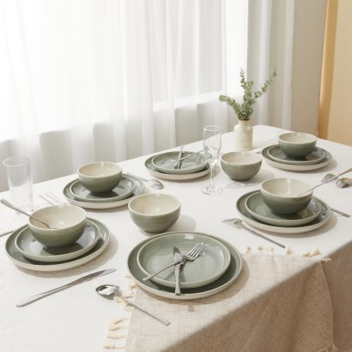 Pokini Stoneware Dinnerware Sets, Ceramic Plates and Bowls Set, Microwave & Dishwasher Safe Kitchen Dishes, Modern Dinner Plates | Salad Plates | Cereal Bowls, Dishware Sets Service for 4 - Image 6