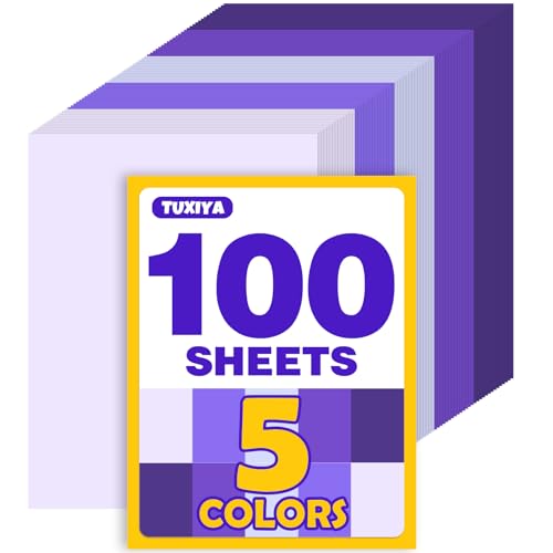 100 Sheets 8.5 x 11 Colored Cardstock 5 Assorted Purple Shades of 180GSM/65LB Construction Paper Purple Cardstock Printer Paper for Printing Card Making DIY Crafts Party Decorations