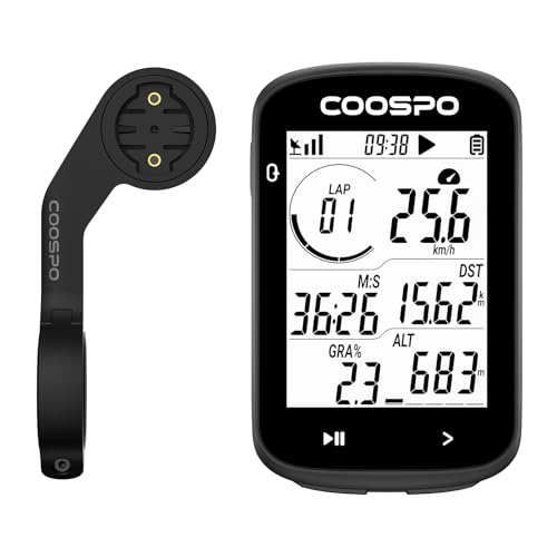 COOSPO GPS Bike Computer CS300, Wireless Cycling Computer with 2.6 LCD Screen with CooSpo Bike Computer Out Front Mount MT5, Compatible with Garmin, Bike Computer Mount Adapter