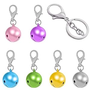Pet Bells for Dog Cat Collar 6 pack,Charm Pet Pendant Accessories with1 Pack Stainless Steel Keychain