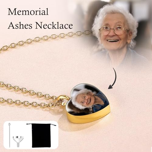3UMeter Custom Urn Necklace with Photo Stainless Steel Ashes Necklace with Picture Necklace for Ashes of Loved One Urn Necklace for Women Men Memorial Jewelry Gift3