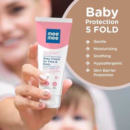 Image of Mee Mee Moisturizing Baby Cream For Face & Body, Shea & Cocoa Butter, 24 Hrs Moisturization - 100 g