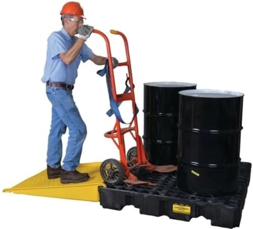 Image of Eagle 4 Drum Spill Containment Pallet with Forklift Pockets, 51.5 inchx51.5 inchx8 inch, 66 Gallon Sump, 8,000 lbs. Load Capacity Secondary Containment Pallet, Made in USA, Black, 1645BND