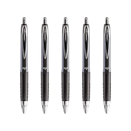 Uni-ball Signo Gel 207 Tintenroller mit Druckmechanik in Blisterpackung 5 Stück schwarz