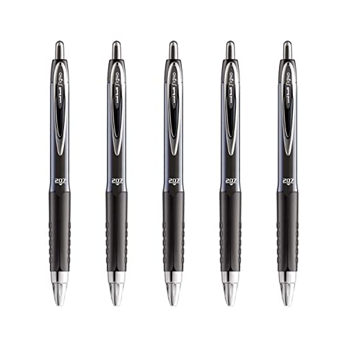 Uni-ball Signo Gel 207 Stylo roller rétractable Noir Lot de 5 (Import Royaume Uni)