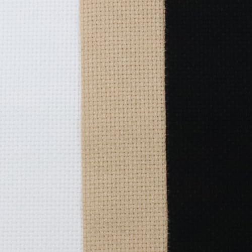 Image of KCS 3 pc of 15 inch x 18 inch(38cmx45cm) 16 Count Cross Stitch Cotton Aida Cloth Needlework Rolled Fabric Box,16CT,White+Khaki+Black