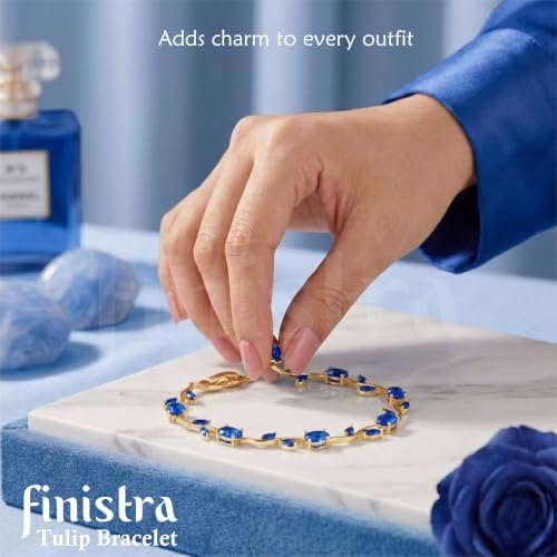 Image of finistra Tulip Bracelet for Women Stylish | Gold Plated Crystal Floral Jewellery | Adjustable Chain for Women & Girls Stylish | Elegant Tulip Bracelet for Women, Party & Daily Wear Accessory