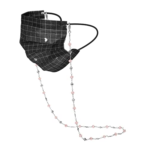 Image of Eyeglass Chain Silver Stainless Steel Handmade Necklace for Reading Glasses Sunglass Beaded Chains for Men Women