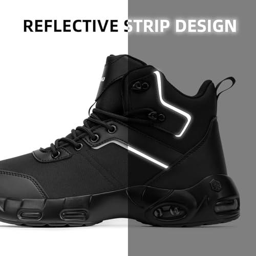 Image of Military Tactical Boots for Men Waterproof Non Slip Hiking Work Combat Boots 6 Inch Side Zip Cushion Botas Tacticas Militares